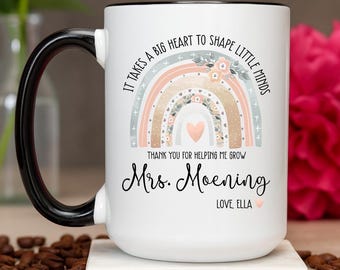 Personalized Teacher Mug: Rainbow Design, Teacher Appreciation Gift