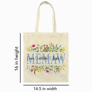 Memaw Tote Bag, Memaw Gift From Grandkids, Memaw Bag, Gift For Memaw, Memaw Bag Personalized, Memaw Christmas Gift From Grandkids image 2