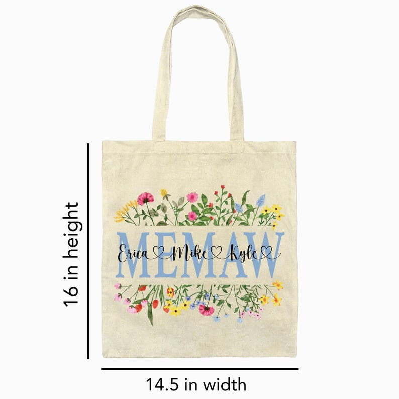 Memaw Tote Bag, Memaw Gift From Grandkids, Memaw Bag, Gift For Memaw, Memaw Bag Personalized, Memaw Christmas Gift From Grandkids image 2