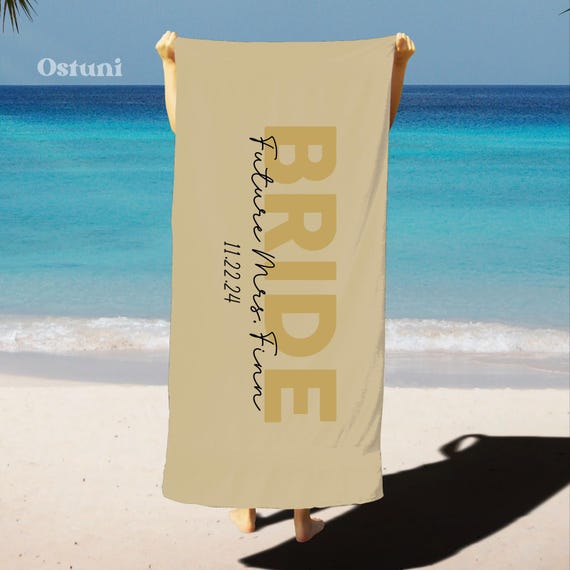 Personalized Bride Groom Beach Towel, Custom Mr&mrs Beach Towel,bride Honeymoon Travel,gift For Couples,beach Bachelorette,just Married Gift - UK
