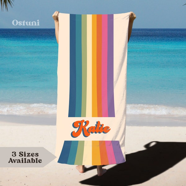 70's Retro Beach Towel, Personalized Retro Towel, 70's Retro Towel Gift, Vintage Beach Towel, Vintage Name Towel, Retro Beach Gift For Women