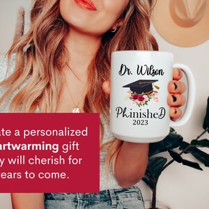 Phd Graduation Gift, Phd Graduation Mug Personalized, Phd Graduation Gift for Her, Doctorate Mug, Phd Grad Gift, Phd Cup image 3