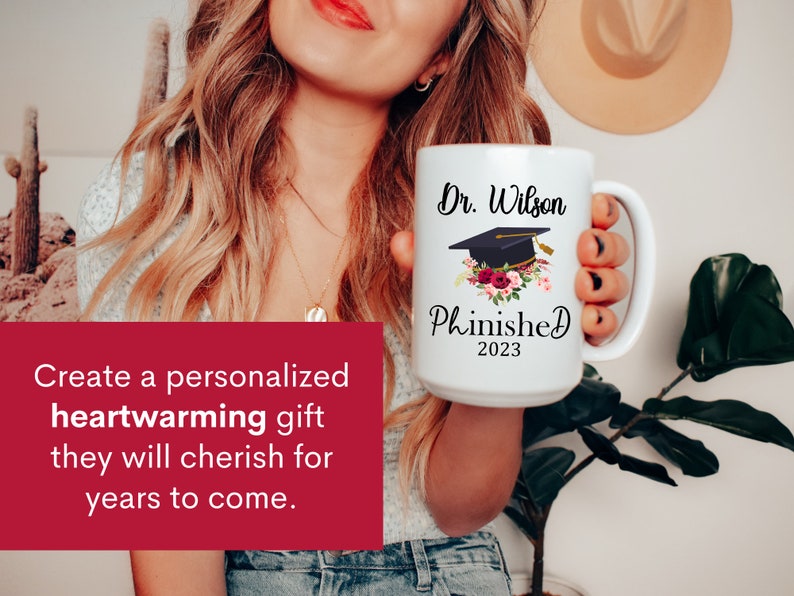 Phd Graduation Gift, Phd Graduation Mug Personalized, Phd Graduation Gift for Her, Doctorate Mug, Phd Grad Gift, Phd Cup image 3