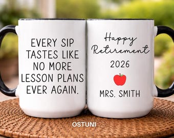 Personalized Retirement Coffee Mug, Teacher Retirement Gift, Coffee Mug for Teacher (OS-ANP8XRT6)