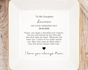 Personalized Daughter Wedding Gift, Custom Daughter Ring Dish, Wedding Day Gift For Daughter From Mom (OS-ANQQ01)