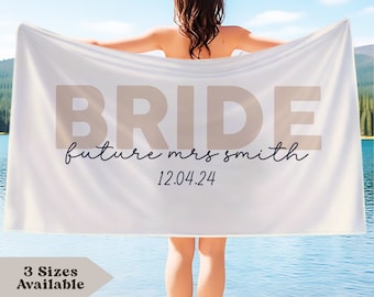 Bride Towel, Personalized Gift Towel For Bride, Future Mrs Towel, Bridal Shower Gift, Bride Bachelorette Gift, Future Bride Beach Towel