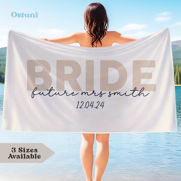 Bride Towel, Personalized Gift Towel For Bride, Future Mrs Towel, Bridal Shower Gift, Bride Bachelorette Gift, Future Bride Beach Towel