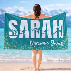 Personalized Gymnast Beach Towel, Custom Gymnastics Team Towel, Competition Gift for Gym Girl