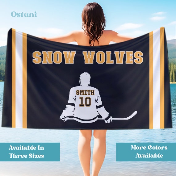 Personalized Hockey Team Beach Towel: Soft Microfiber, Custom Name