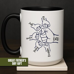 Fathers Day Gift From Kids, Personalized Dad Coffee Mug, Dad Mug With Kids Names, Dad And Kids Hands Cup, Dad Gift From Kids, Dad Coffee Cup