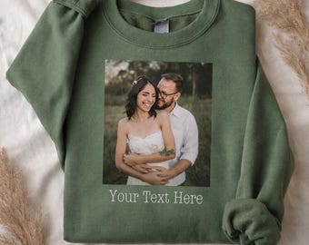 Custom Photo Sweatshirt with Text, Personalized Picture Sweater, Christmas Gift for Him Her, Custom Family Sweatshirt, Photo Gift