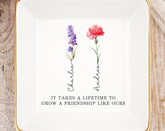 Personalized Friendship Ring Dish, Custom Best Friend Jewelry Tray, Friendship Gift Jewelry Tray Personalized (OS-ANQQ03)