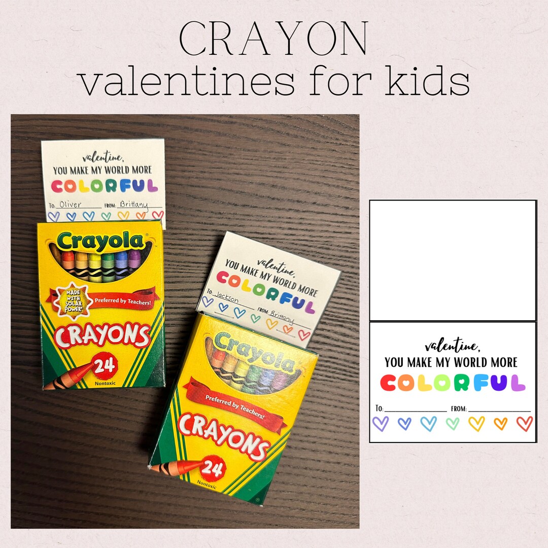 DIY Crayon Valentines for Kids, School Valentines, You Make My World ...
