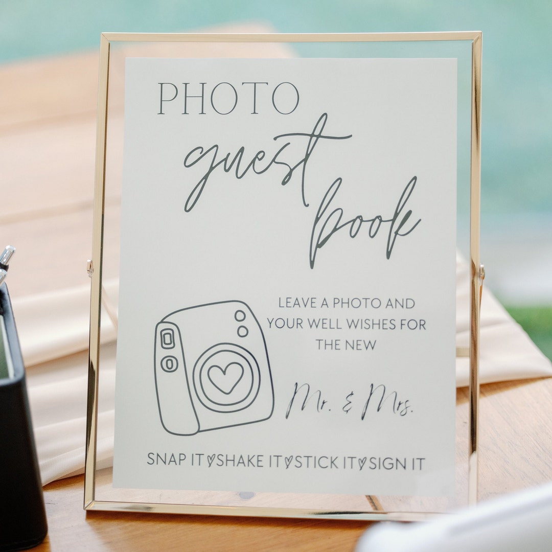 Polaroid Camera Guest Book Directions Sign, Photo Wedding Guest Book ...
