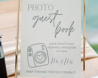 Polaroid Camera Guest Book Directions Sign, Photo Wedding Guest Book - Minimalist Wedding, Modern Wedding - Instant Digital Download