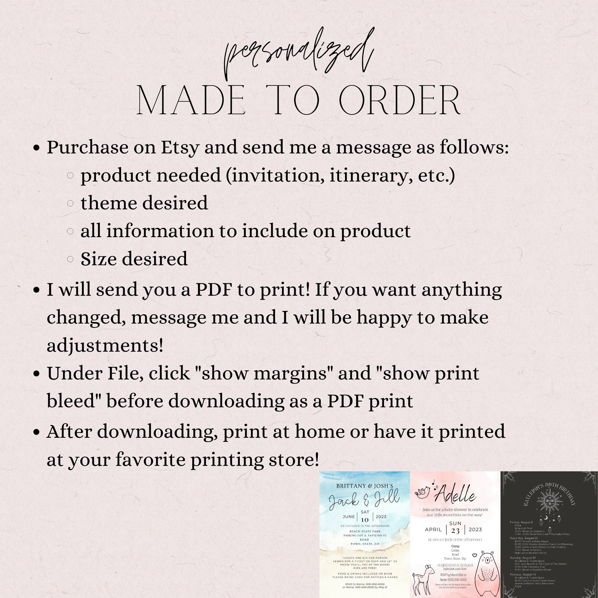 Customized Designs (invitations, Itineraries, Etc.) - Made to Order ...