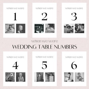 When We Were - Minimalist Wedding Table Number Template, Childhood Pictures, Modern - Instant Download, Digital, Editable Canva Template