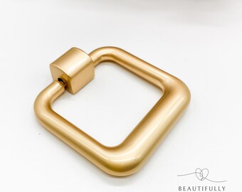 Brushed Gold handle, Ring Pull handle, Square drawer handle, Gold Cabinet handle furniture knobs,  Square pull handle, Gold drop handles