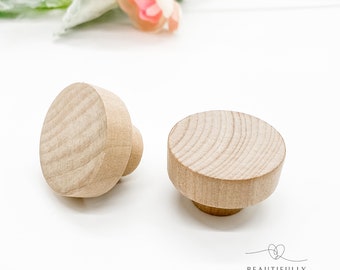 40mm raw wooden drawer knobs, timber handles,  timber drawer pulls, round timber knob, round wardrobe knob, beech wood drawer pull