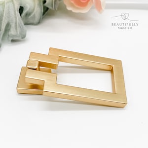 brushed gold rectangular drawer handle