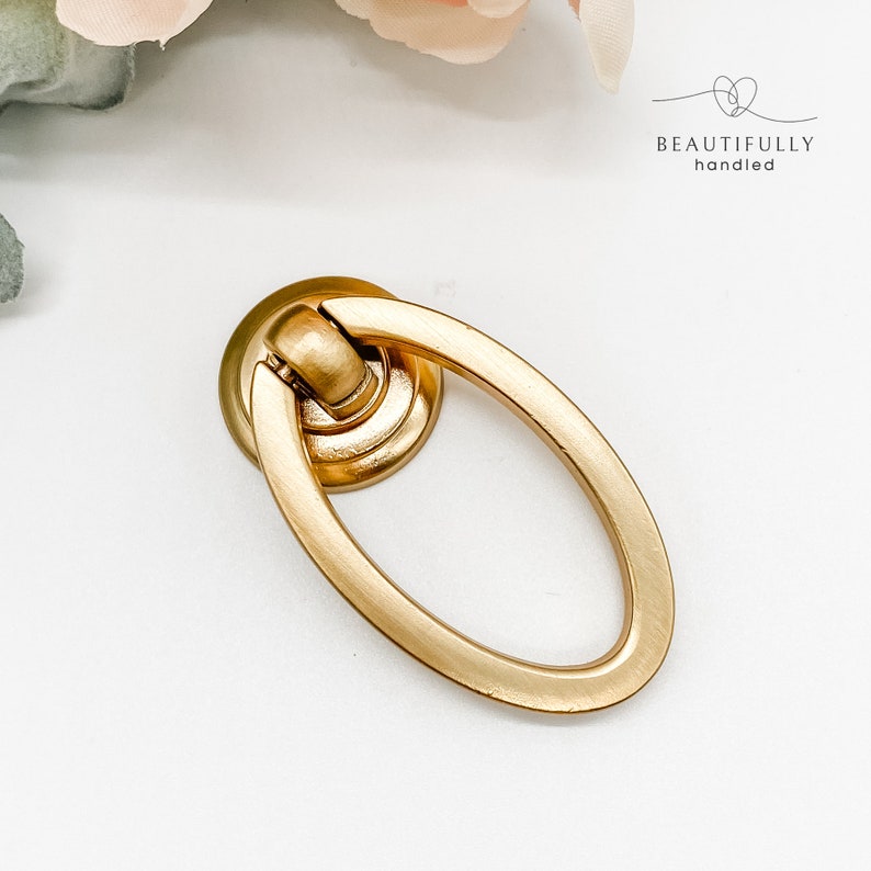 Brushed gold oval Drawer pull, gold Cabinet handle, oblong pull drawer knob, cabinet handle for dresser, wardrobe handles gold