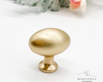 Brushed gold oval Drawer knobs, Drawer handles, gold Cabinet egg shaped pull, cabinet knob for dresser, Cupboard Cabinet handles gold