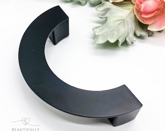 Matt black half moon Drawer handle,  halfmoon drawer pull, half moon cabinet handle, Black cupboard handle, C shaped wardrobe handle