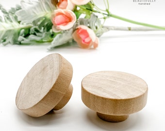Wood Drawer Knobs 50mm - Timber Drawer Pulls, Raw Wooden Handles, Raw Timber Knob, 50mm Wooden Drawer Knobs