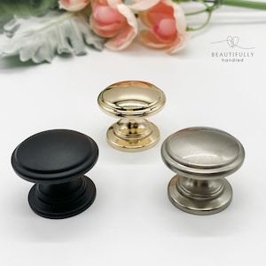 Kitchen knobs - round cabinet knobs, black drawer pulls, cupboard handle, drawer knob, dresser drawer knob, Hamptons style pull