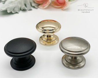 Kitchen knobs - round cabinet knobs, black drawer pulls, cupboard handle, drawer knob, dresser drawer knob, Hamptons style pull