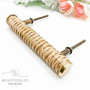 Rattan handle, rattan cabinet handles, rattan pulls, rattan knobs, cupboard door handles, kitchen handles, rattan drawer handle