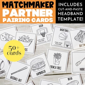 Jeu Icebreaker, Cartes d’appariement de partenaires pour les groupes, Icebreaker de rentrée scolaire, Cartes de correspondance de partenaires, Activité Icebreaker pour les étudiants