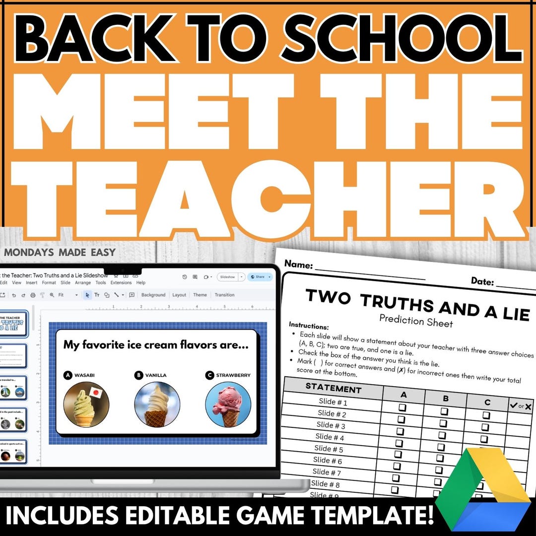 Meet the Teacher Two Truths and a Lie - Back to School Activity ...