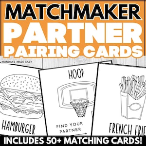 Partner Pairing Cards for Groups - 50 Partner Matching Cards - Icebreaker Game