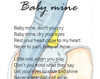 Baby Mine drawing - art print - Dumbo - Mommy and me art