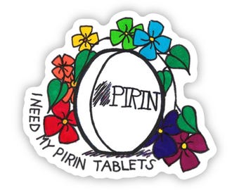 The Birdcage Pirin Tablets Sticker - Pride Colors - Matte Vinyl