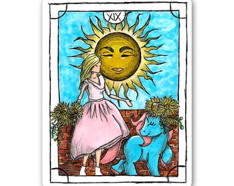 The Sun Tarot Card Sticker - Hand Drawn Vinyl Sticker