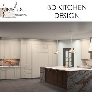 Kitchen 3D Design:  Custom Kitchen Design, Cabinetry Design, 3D Rendering, Interior Design