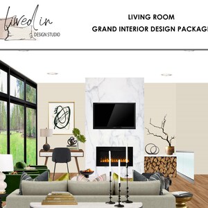 Living Room Interior Design | Grand Package:  Custom Online Design, Space Planning, Furnishings
