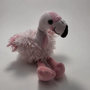 Peluche vintage de Frannie Flamingo de Wish Pets, pequeño y raro (5 pulgadas). Sin etiquetas.