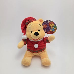 Disney Holiday Winnie the Pooh Plush, Vintage Collectible, New with Tags (8 inch)