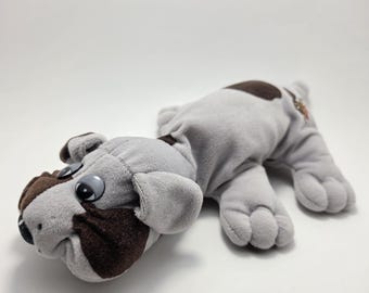 Peluche vintage da collezione di un cucciolo di Pound grigio del 1984 (25 cm)