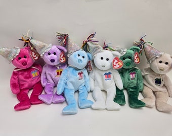 Ty Beanie Baby Happy Birthday Bears - Birthday Month Bear Beanie Babies (6 inch) Vintage Beanies