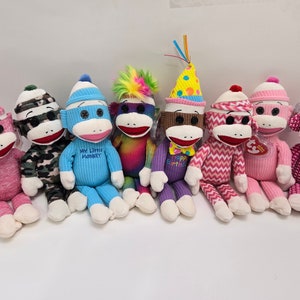 Ty Beanie Baby Sock Monkeys - Monkey Beanie Babies (8 inch) Vintage Beanies