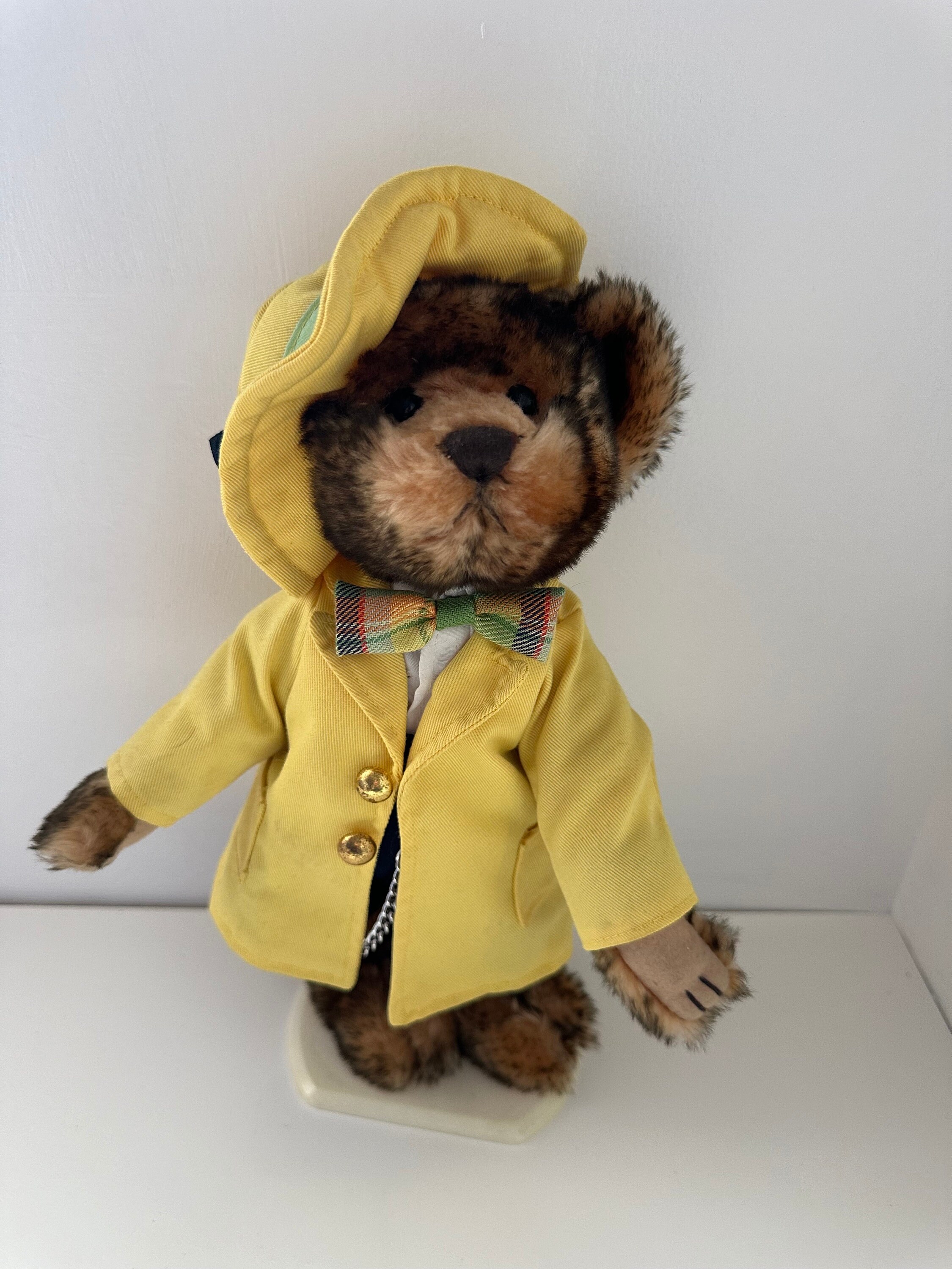Brass Button Bears “Mookie” the Bear in Yellow Outfit, Vintage Bear Plush 1999 (12 inch)