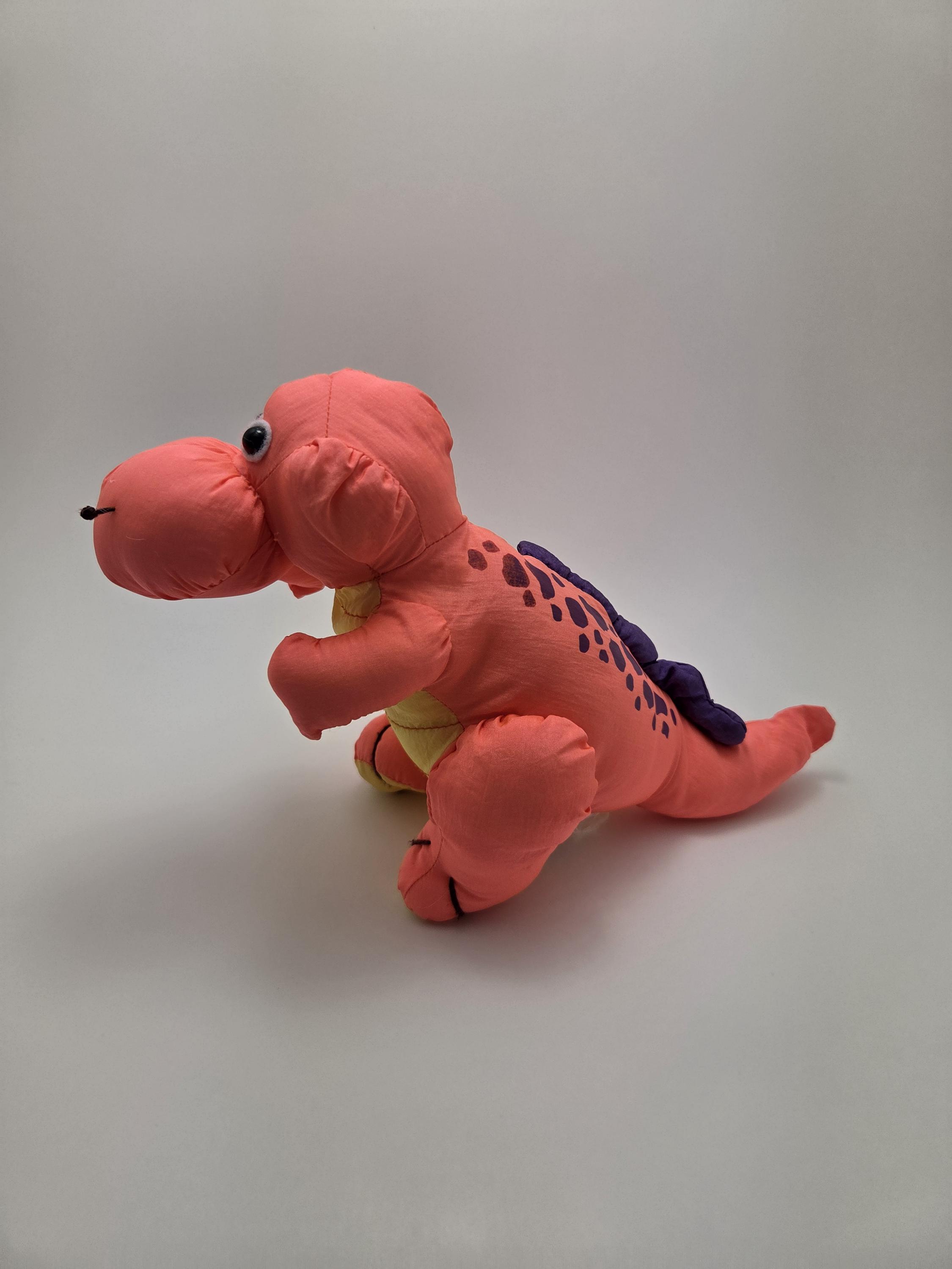 Adorable Vintage Orange Ganz Talking Dinosaur Plush, Ganz Plush