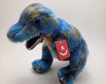 Dinossauro T-Rex de Pelúcia Vintage Aurora Azul, Novo com Etiqueta (25 cm)
