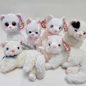 Ty Beanie Baby White Cats - Cat Beanie Babies (5 inch) Vintage Beanies