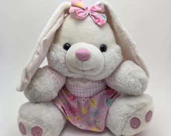 Vintage Easter Bunny Rabbit Plush Floral (10 inch)