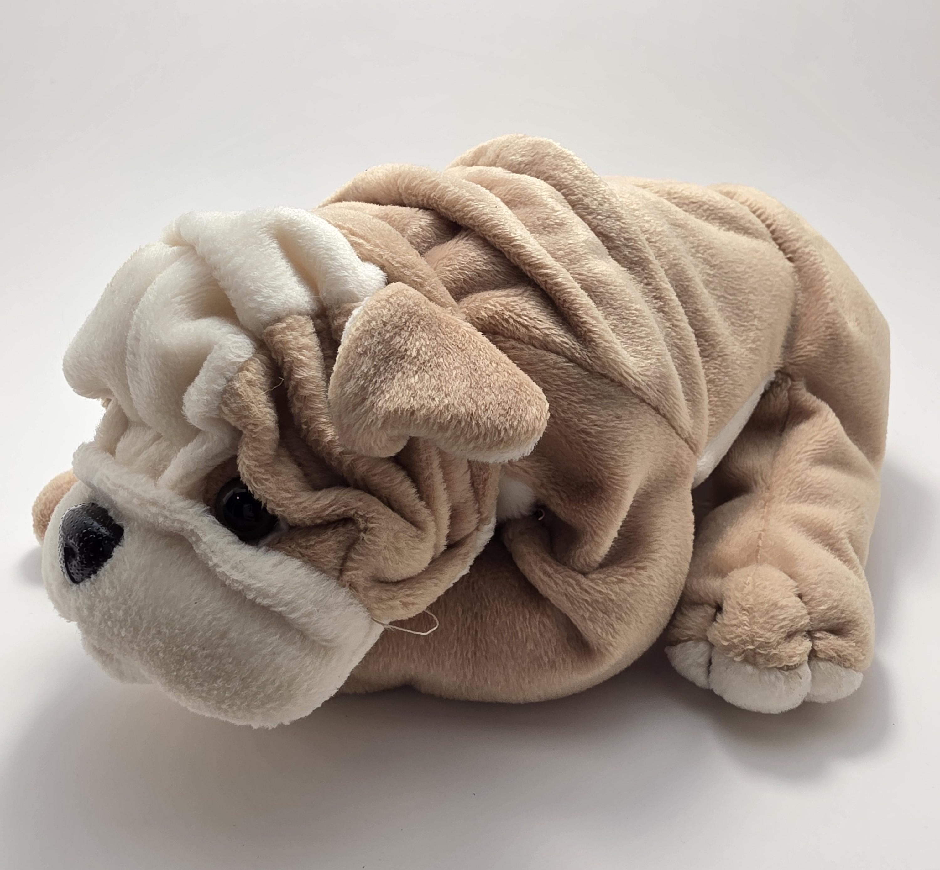 ブルドッグ　レザー　ぬいぐるみ 茶色とクリーム色 Vintage plush bulldog - Etsy 日本